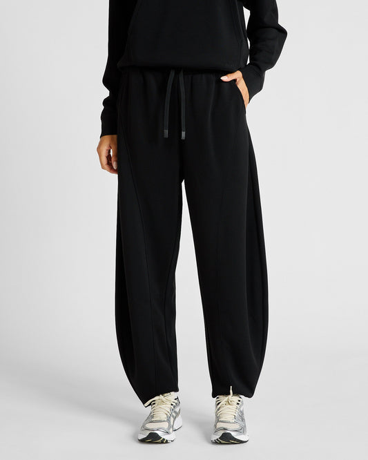 Soft Luxury Barrel Leg Track Pant (Black)