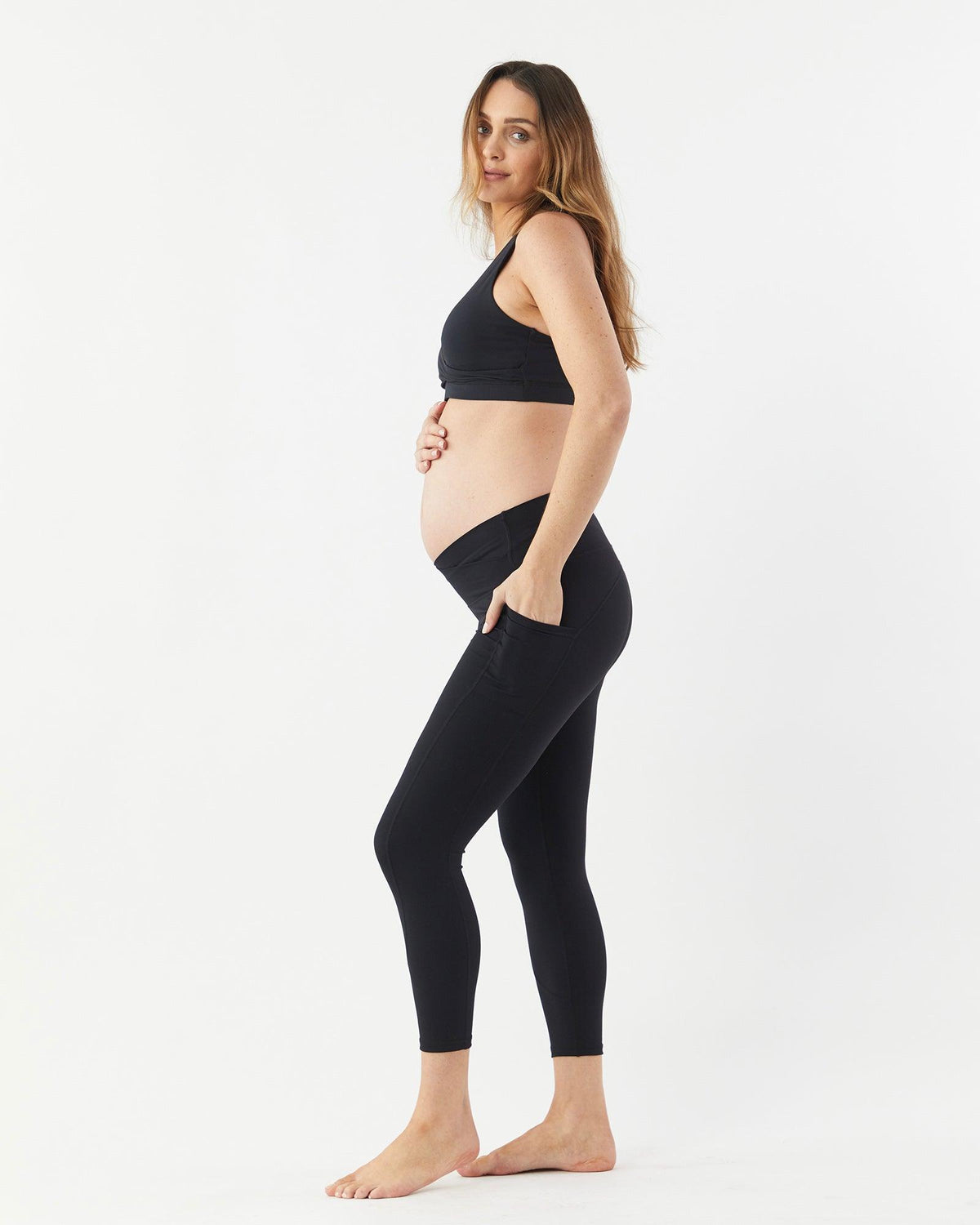 Soon Maternity Active Side Pocket 7/8 Leggings (Black)