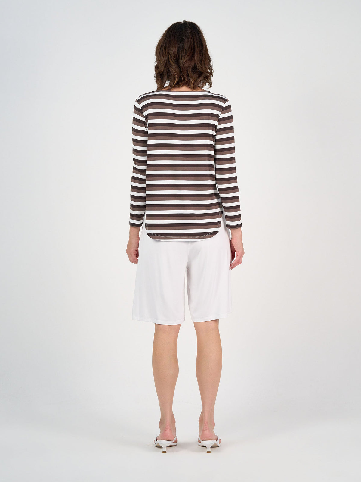 Lou Lou Adele Long Sleeve Bamboo Top (Brown Stripe)