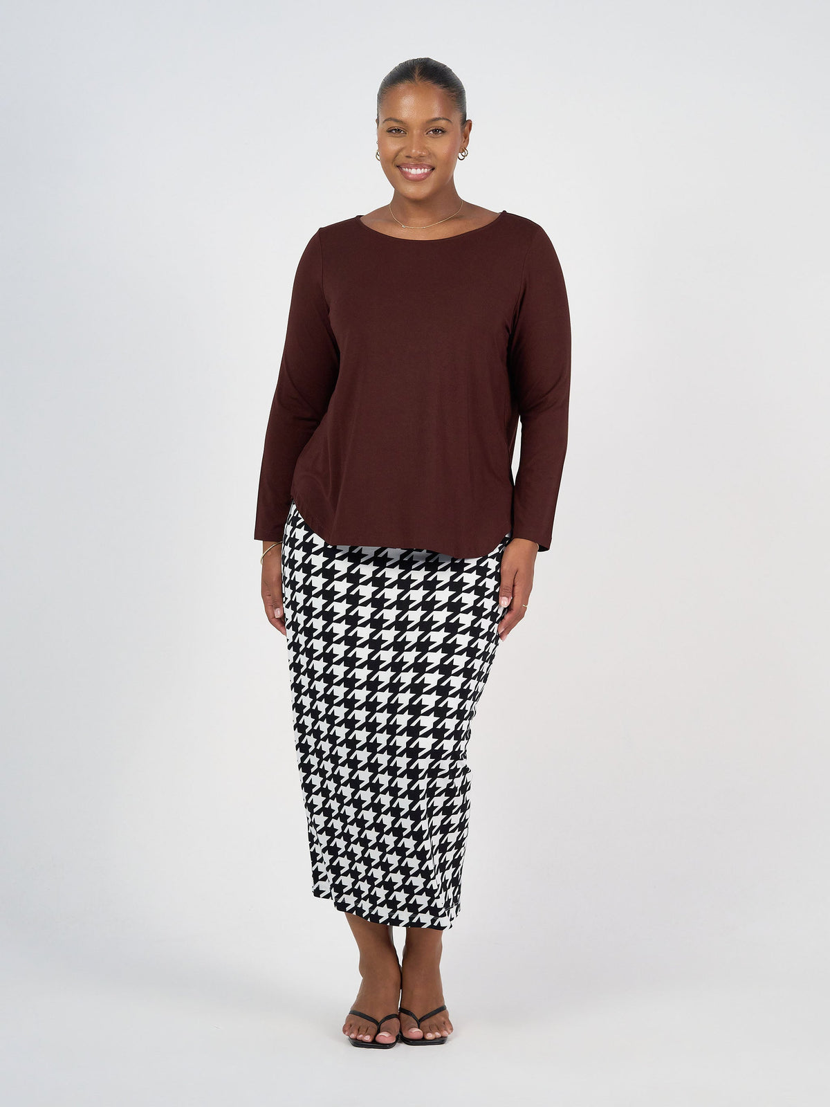 Lou Lou Adele Long Sleeve Bamboo Top (Burgundy)