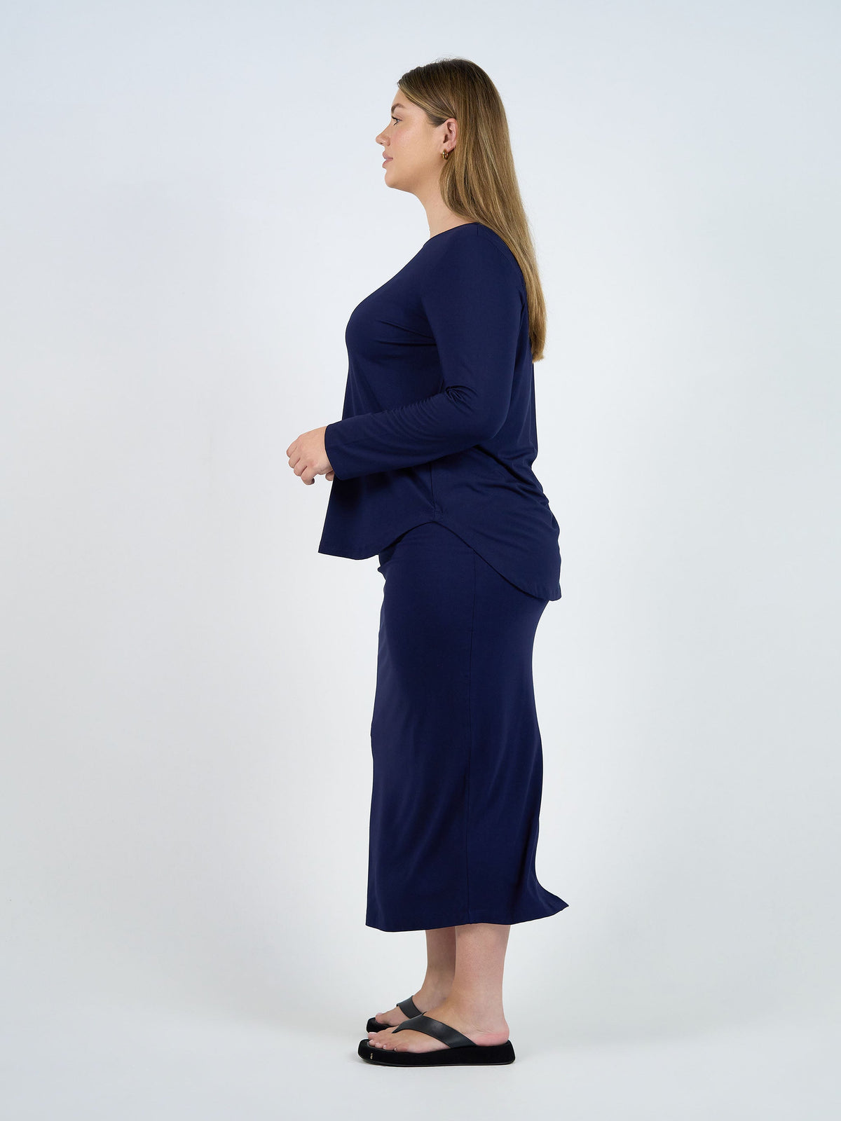Lou Lou Adele Long Sleeve Bamboo Top (Navy)