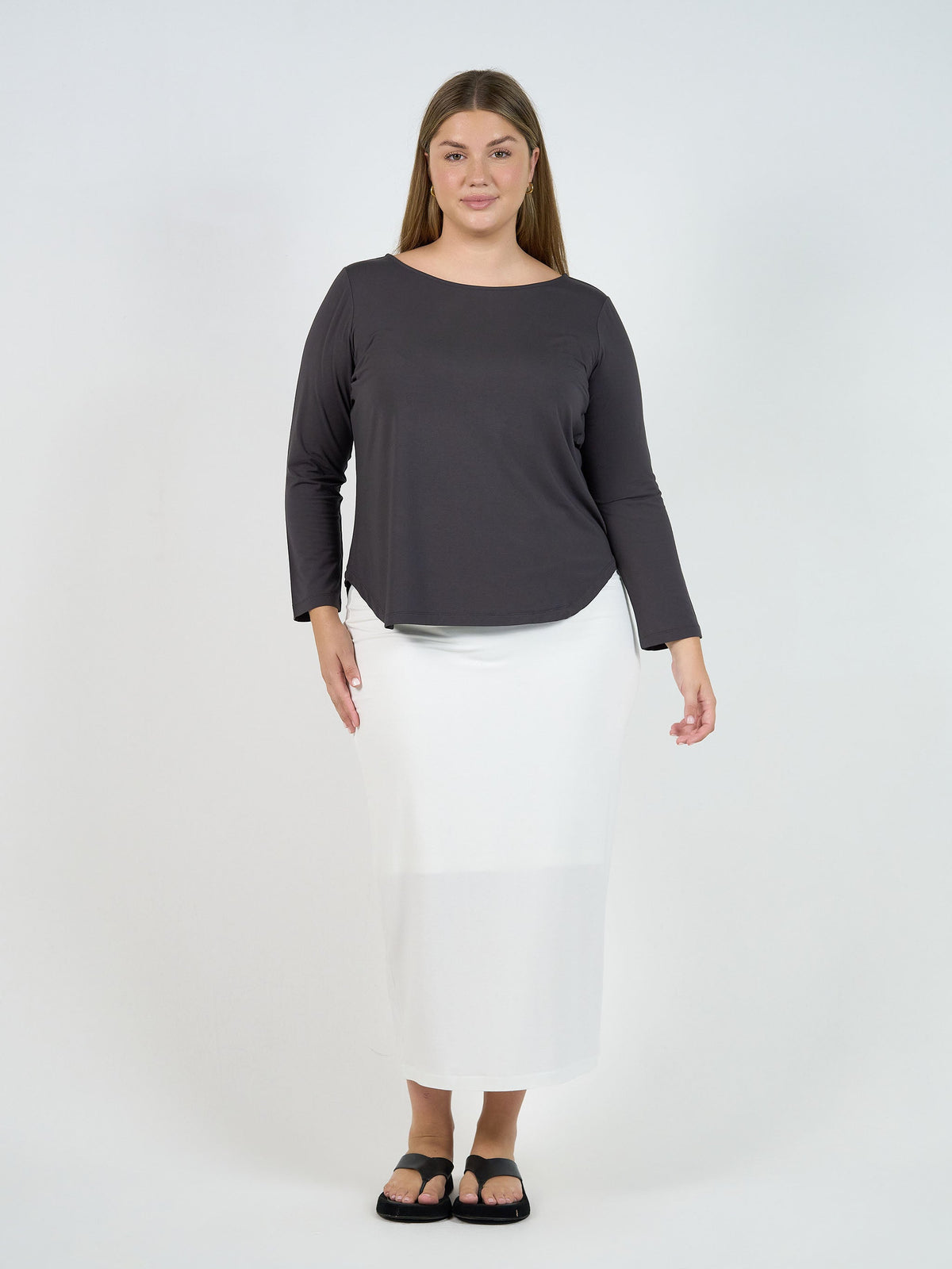 Lou Lou Adele Long Sleeve Bamboo Top (Steel)