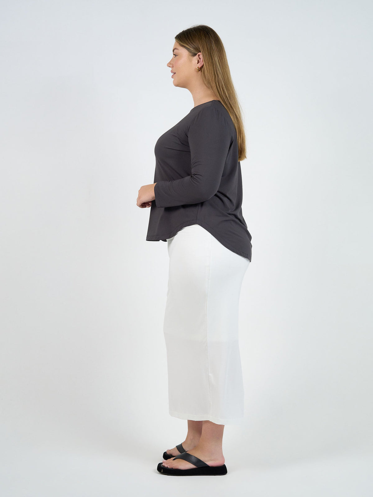 Lou Lou Adele Long Sleeve Bamboo Top (Steel)