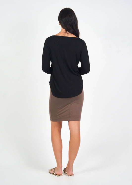 Lou Lou Adele Long Sleeve Bamboo Top (Black)