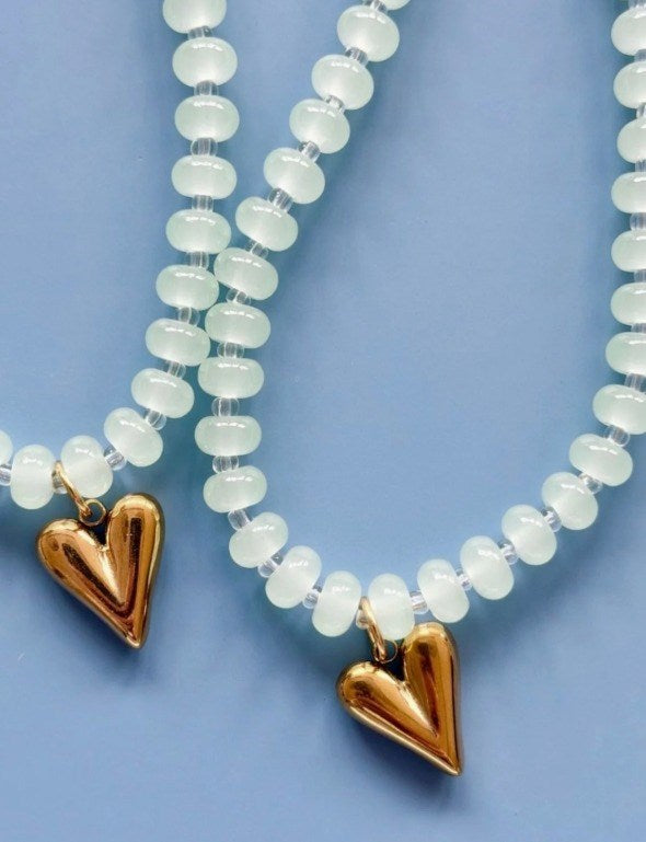 Image of Necklaces. Product name - Mint Gem Necklace in Mint colour by brand - Betty Basics