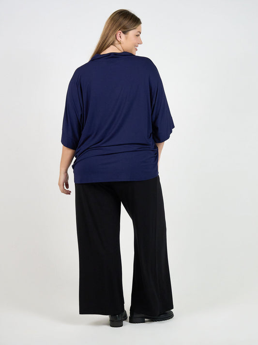 Lou Lou Alanis 3/4 Sleeve Collared Bamboo Shirt (Navy)