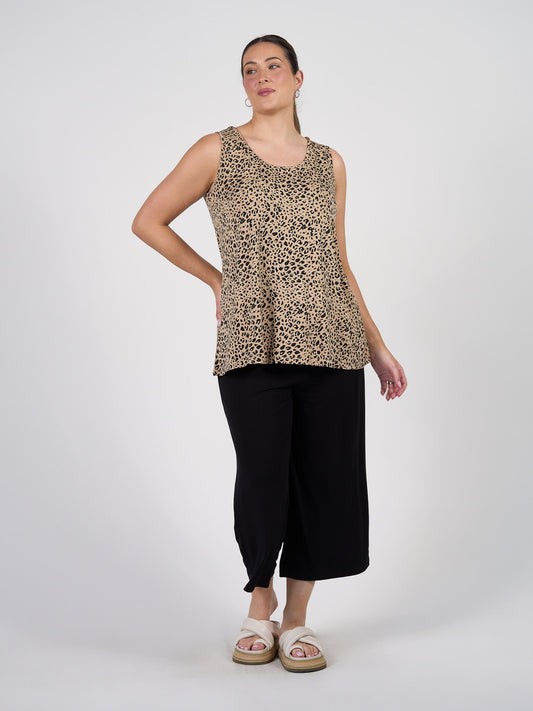 Lou Lou Alicia Reversible Bamboo Singlet Top (Brown Leopard)