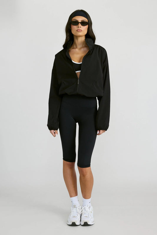 Spray Paneled Windbreaker (Black)