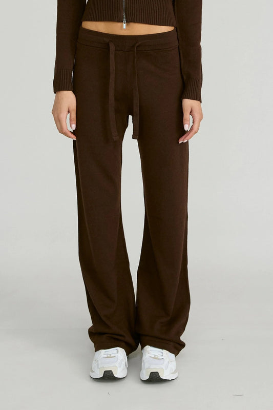 Image of Activewear. Product name - Wide Leg Knit Pant in Espresso colour by brand - All Fenix