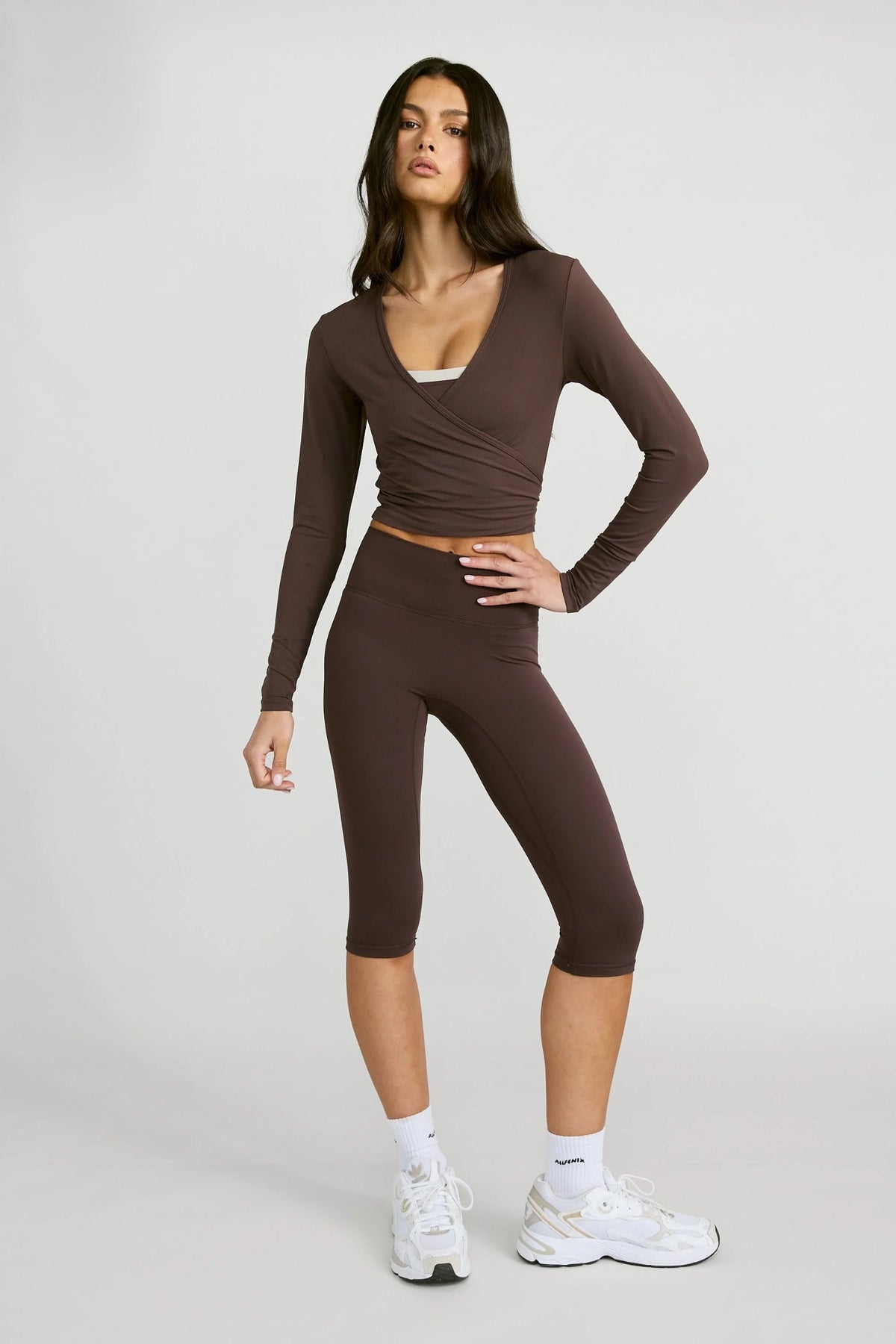 ALLFENIX CloudCore Lite Long Sleeve Wrap Top (Espresso)