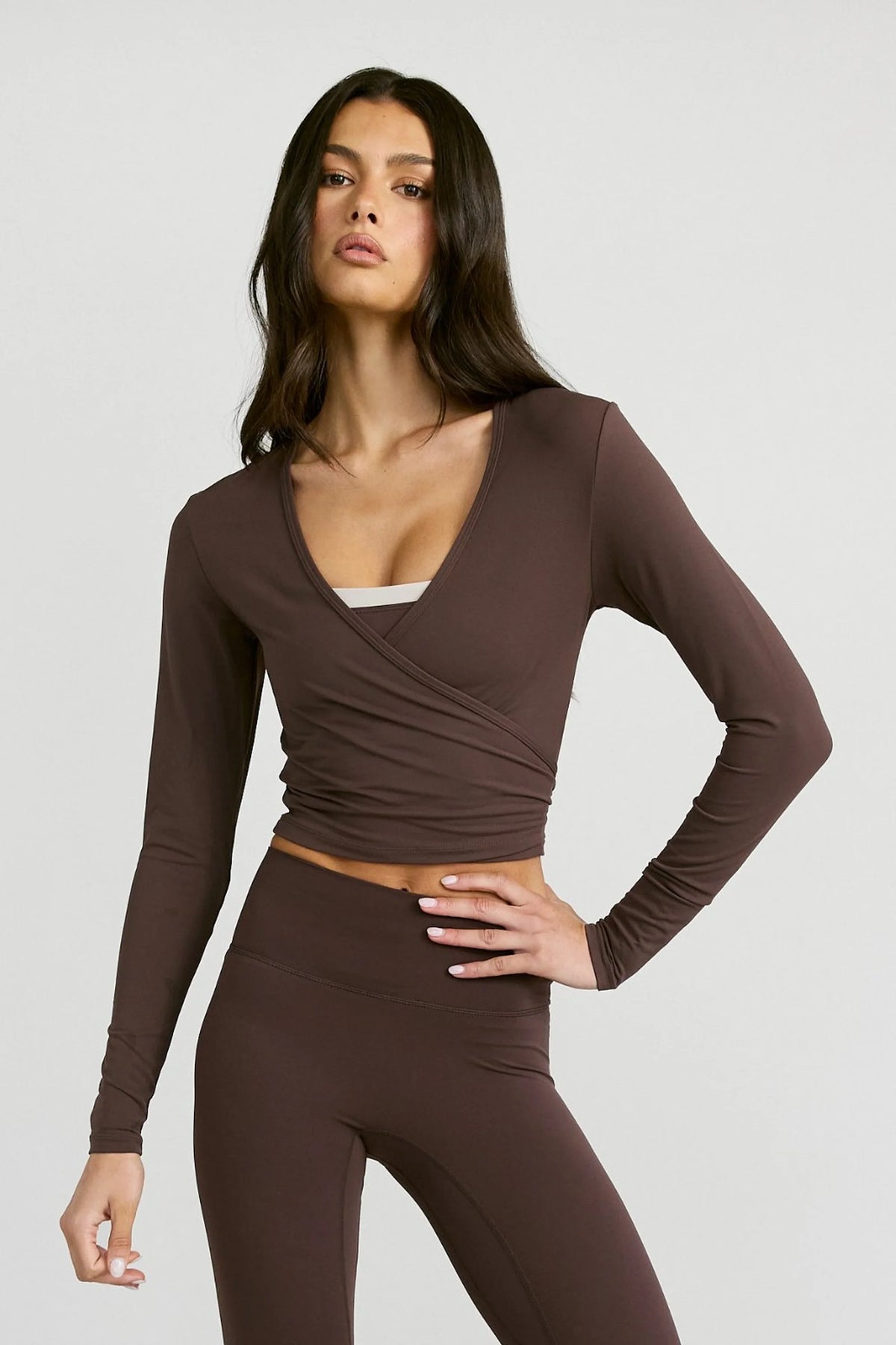 ALLFENIX CloudCore Lite Long Sleeve Wrap Top (Espresso)