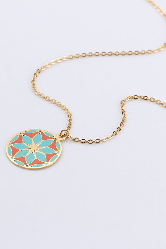 Image of Accessories. Productname: Amari Gold Floral Pendant Necklace in Gold colour by brand - Heychic