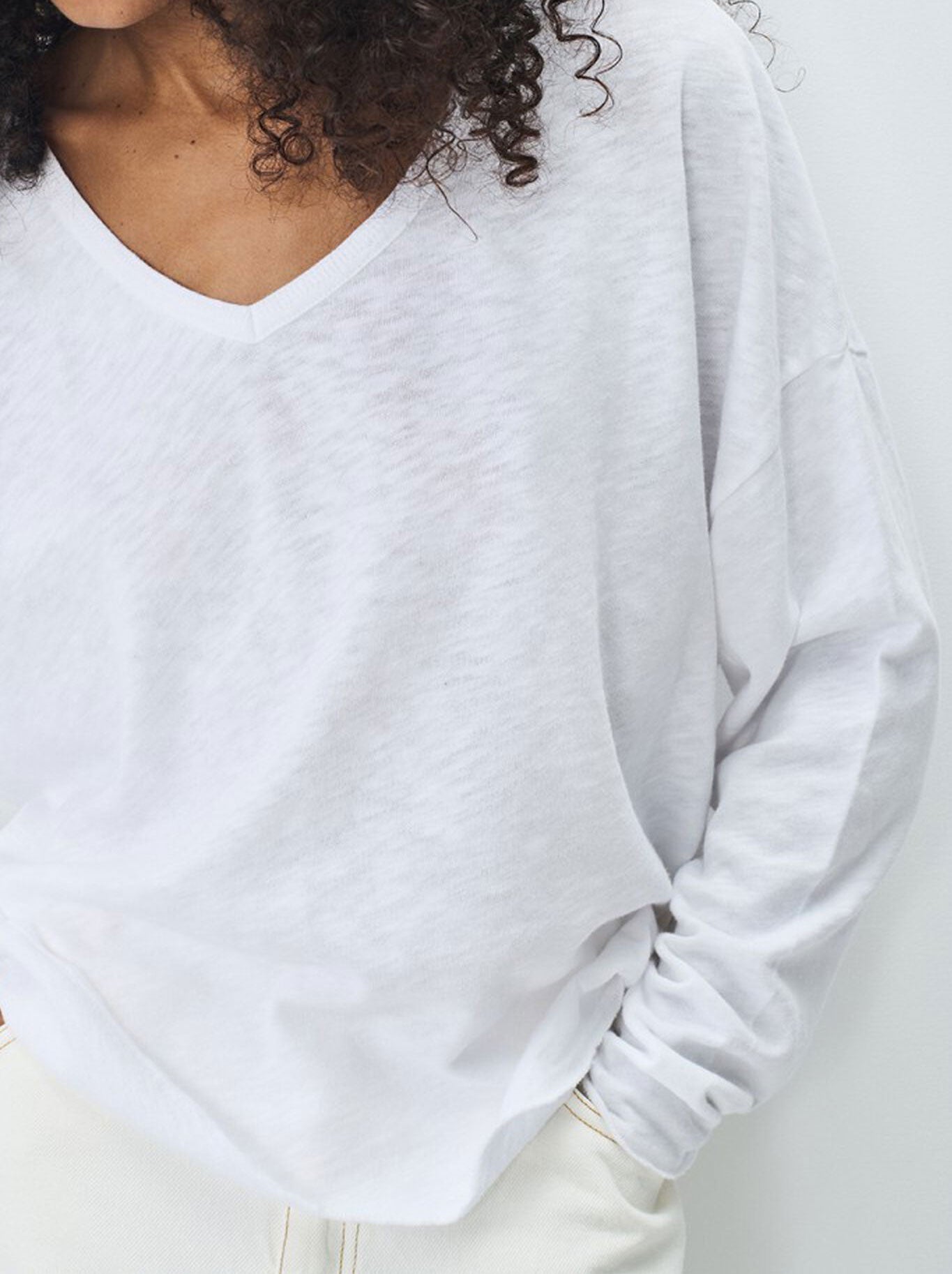 AMERICAN VINTAGE SONOMA VEE NECK LOOSE TEE (White)