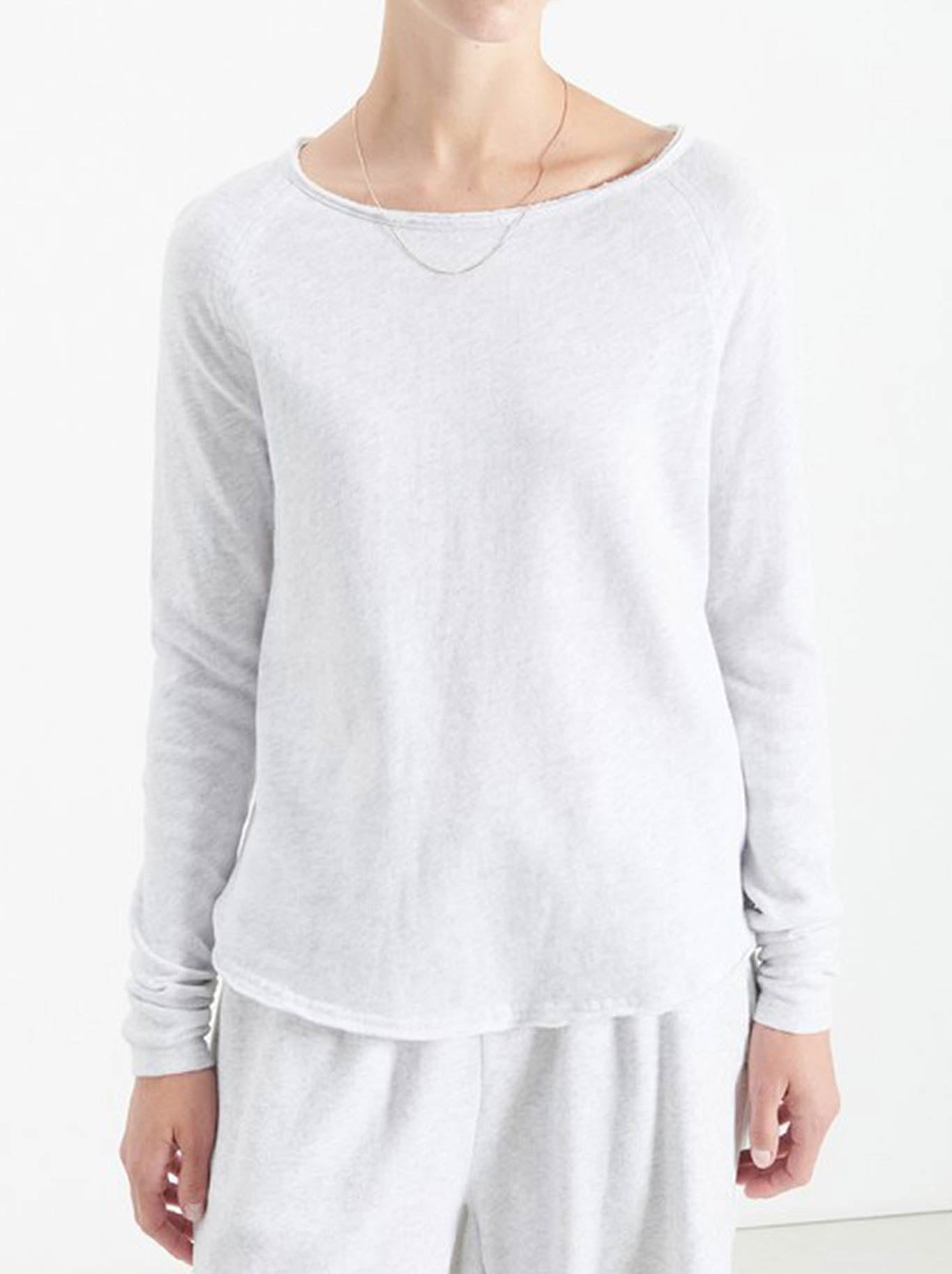 Image of a model wearing Tops. Product name - AMERICAN VINTAGE SONOMA LONG SLEEVE TEE in Artic colour by brand - American Vintage