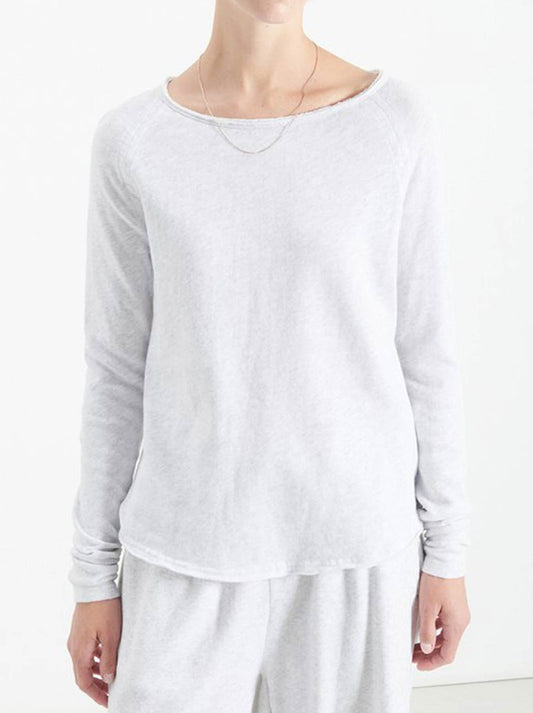 Image of a model wearing Tops. Product name - AMERICAN VINTAGE SONOMA LONG SLEEVE TEE in Artic colour by brand - American Vintage