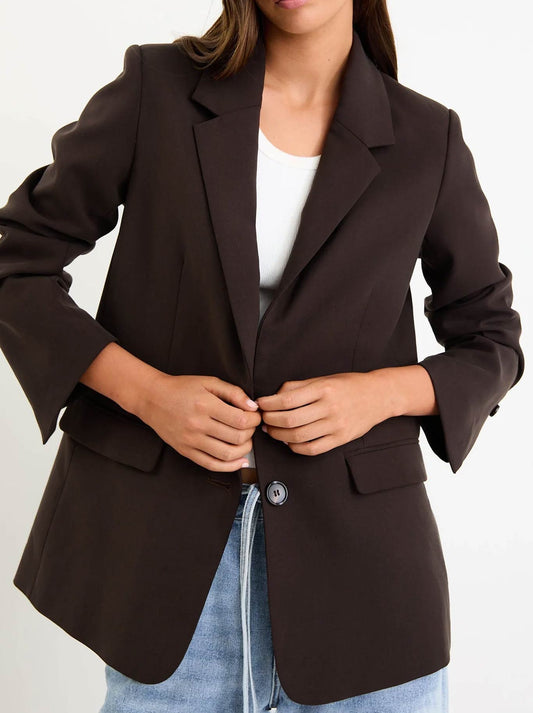 Image of Coats & Jackets. Product name - Among The Brave Diploma Blazer in Dark Chocolate colour by brand - Among The Brave
