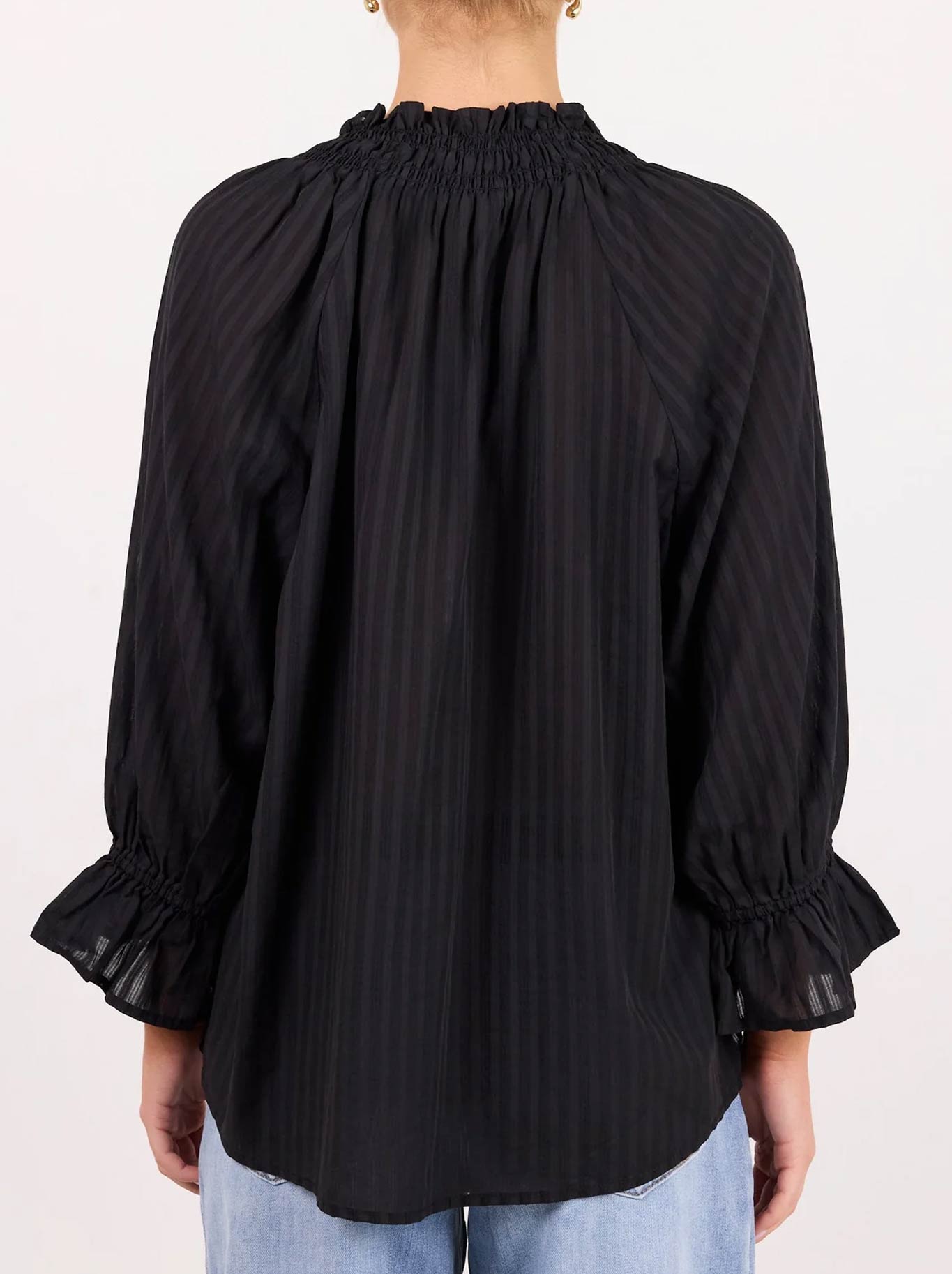 AMONG THE BRAVE EXPEDITION SHIRRED NECK TOP (Black Stripe)