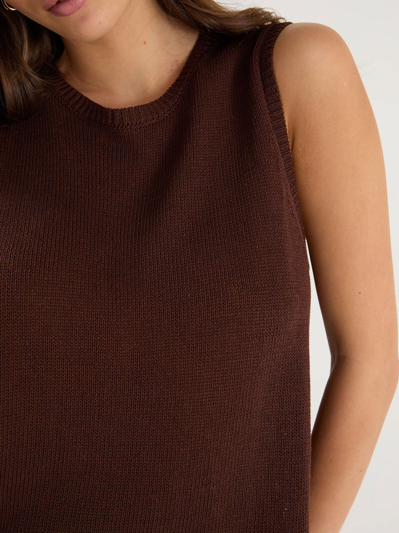 Among The Brave Salute Knit Tank Top (Chocolate)