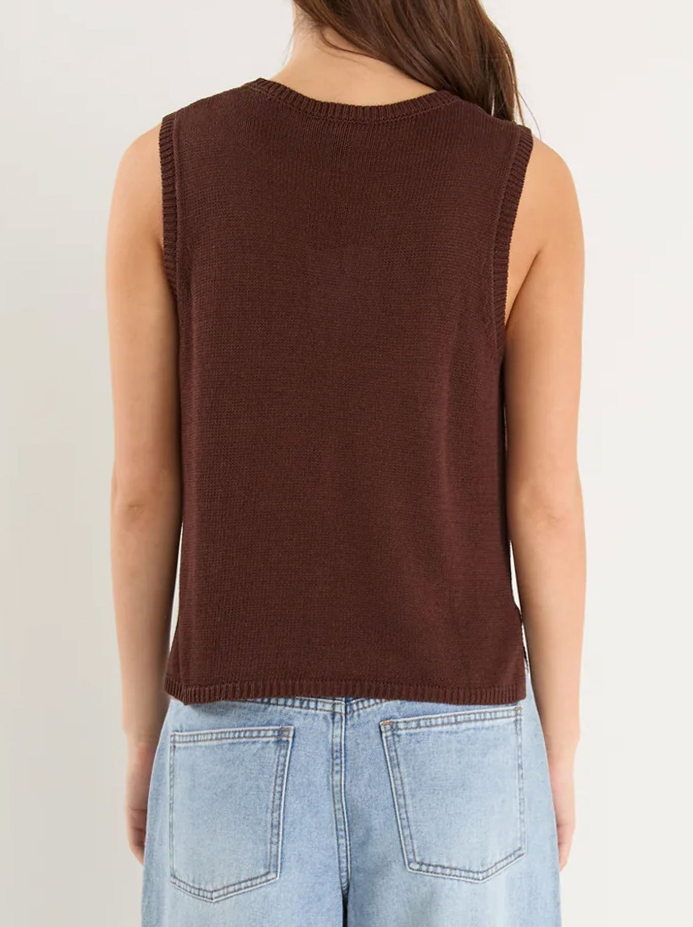 Among The Brave Salute Knit Tank Top (Chocolate)