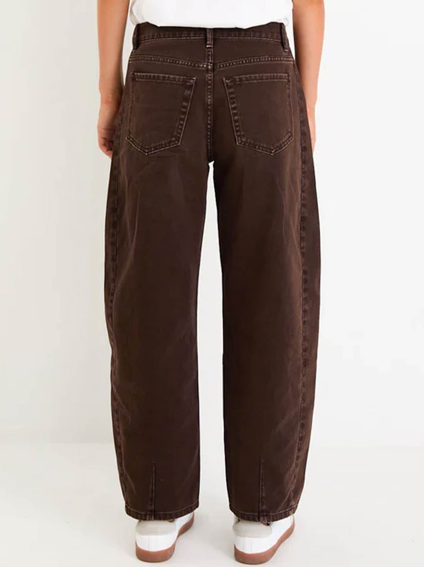 AMONG THE BRAVE VARSITY FORWARD SEAM BARREL JEANS (Chocolate)