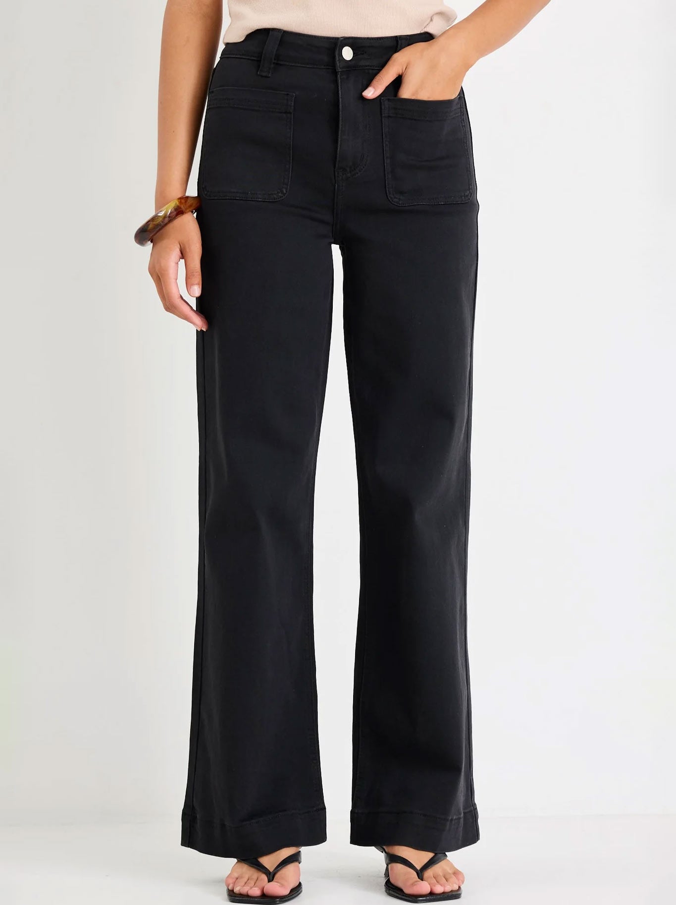 Image of Jeans. Productname: AMONG THE BRAVE ZOEY HIGH RISE WIDE LEG JEAN in Black colour by brand - Among The Brave