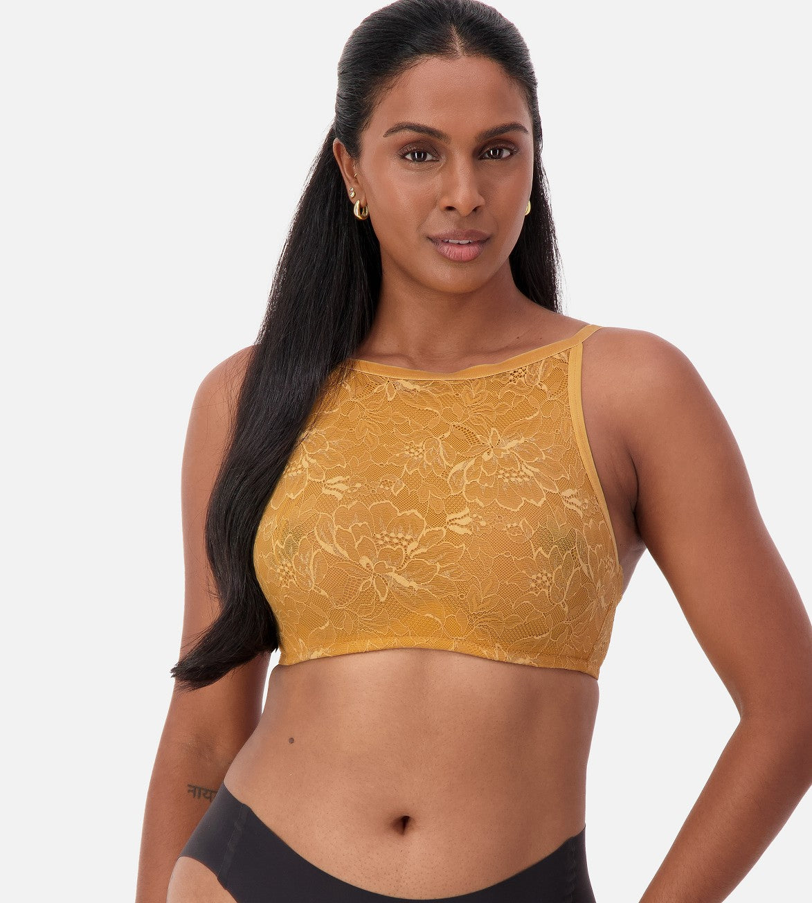 Image of Bras. Productname: Triumph Amourette Charm Shimmer Bustier in Golden Biscuit colour by brand - Triumph