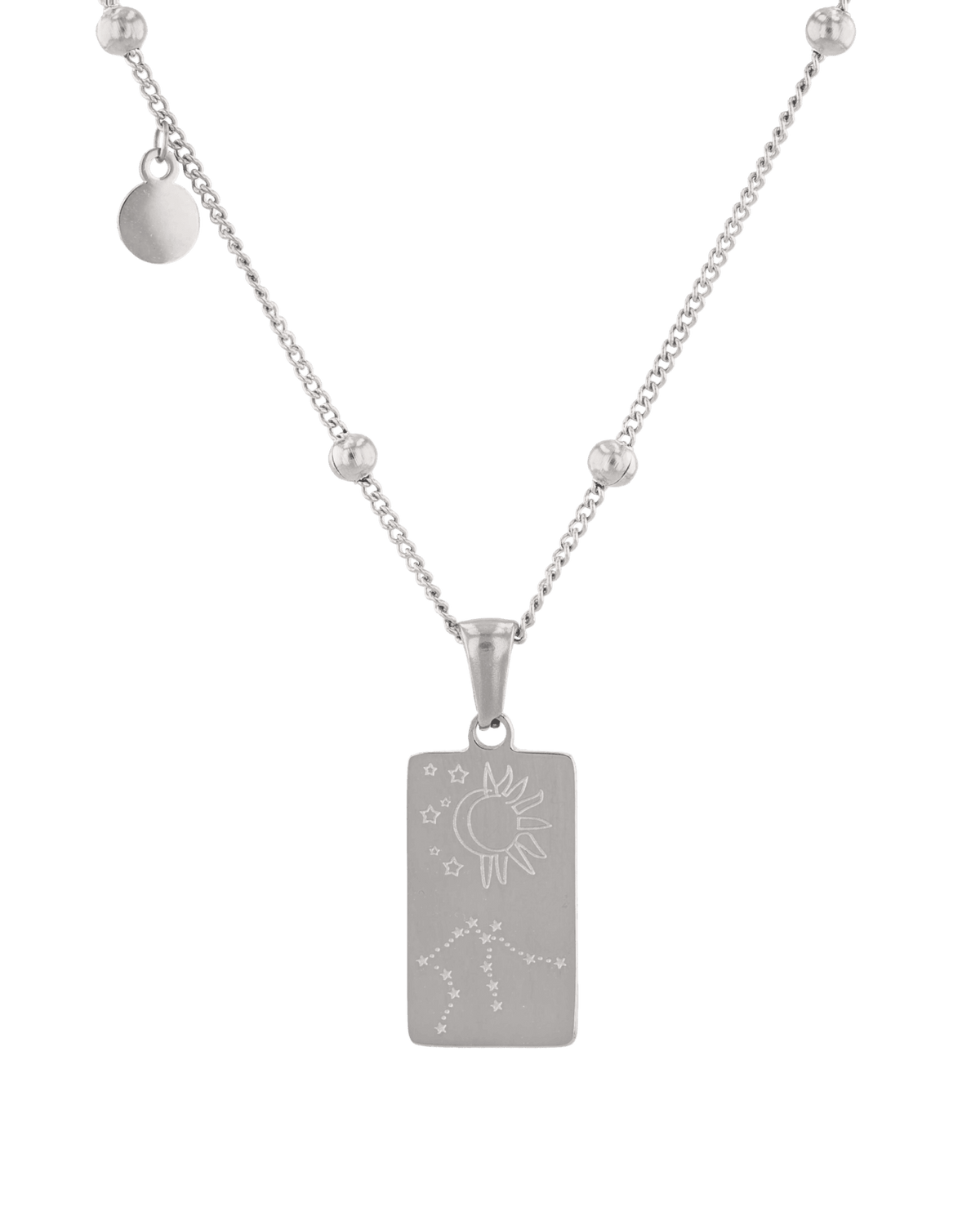 LAVANA Aquarius Silver Zodiac Tag Necklace
