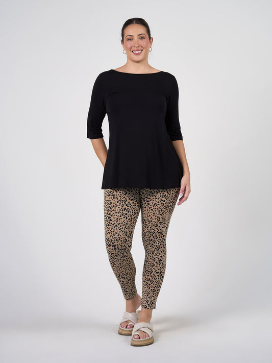 Lou Lou Aretha 3/4 Sleeve Bamboo Top (Black)