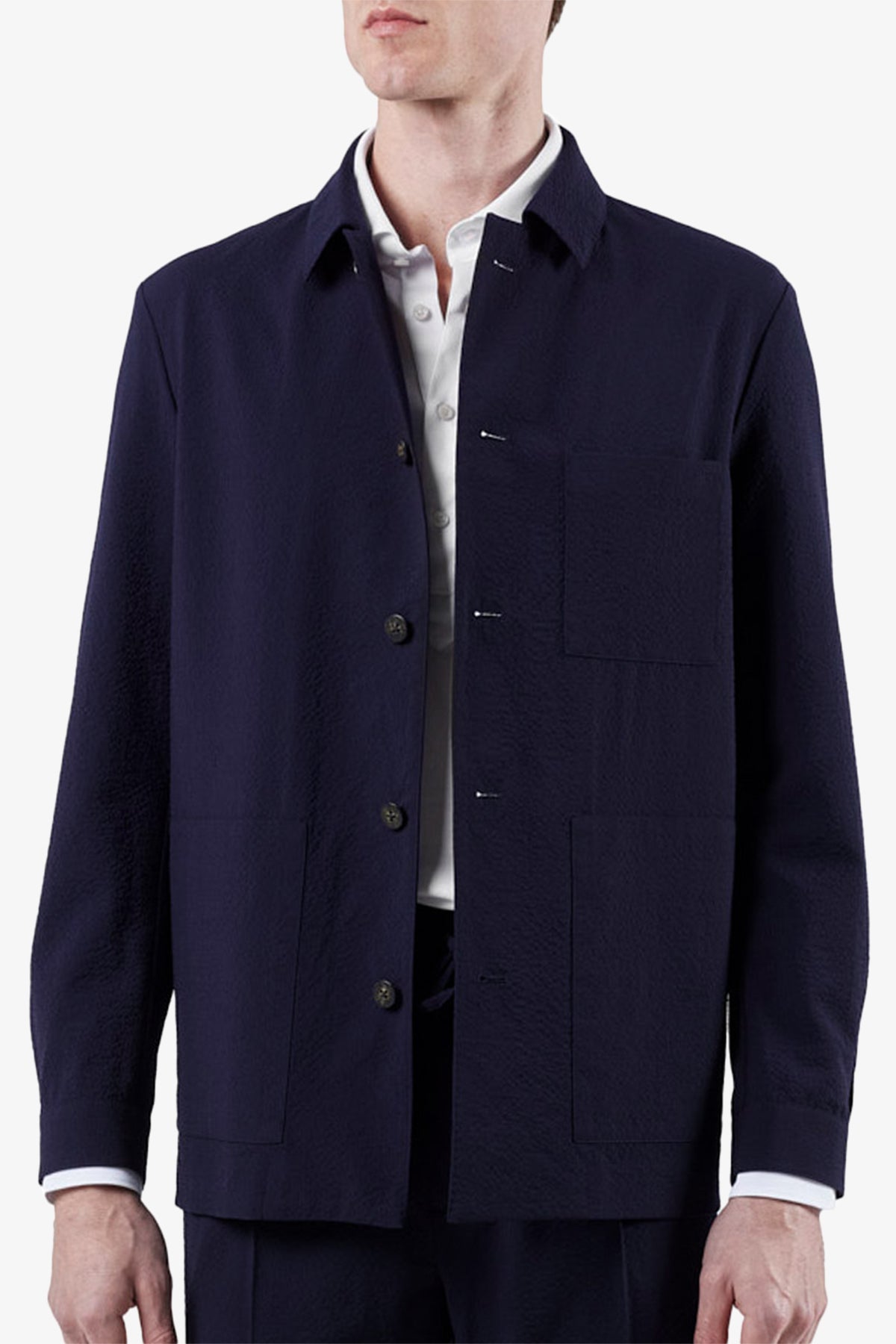 Image of Coats & Jackets. Product name - Arienzo Navy Shirt Jacket in Navy colour by brand - Anthony Squires