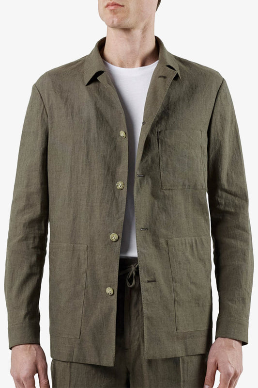 Image of Coats & Jackets. Product name - Arienzo Khaki Shirt Jacket in Khaki colour by brand - Anthony Squires