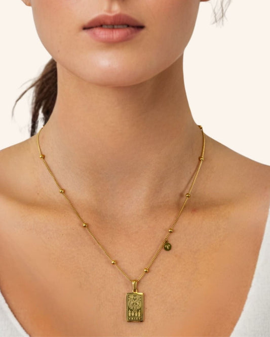 LAVANA Aries Gold Zodiac Tag Necklace