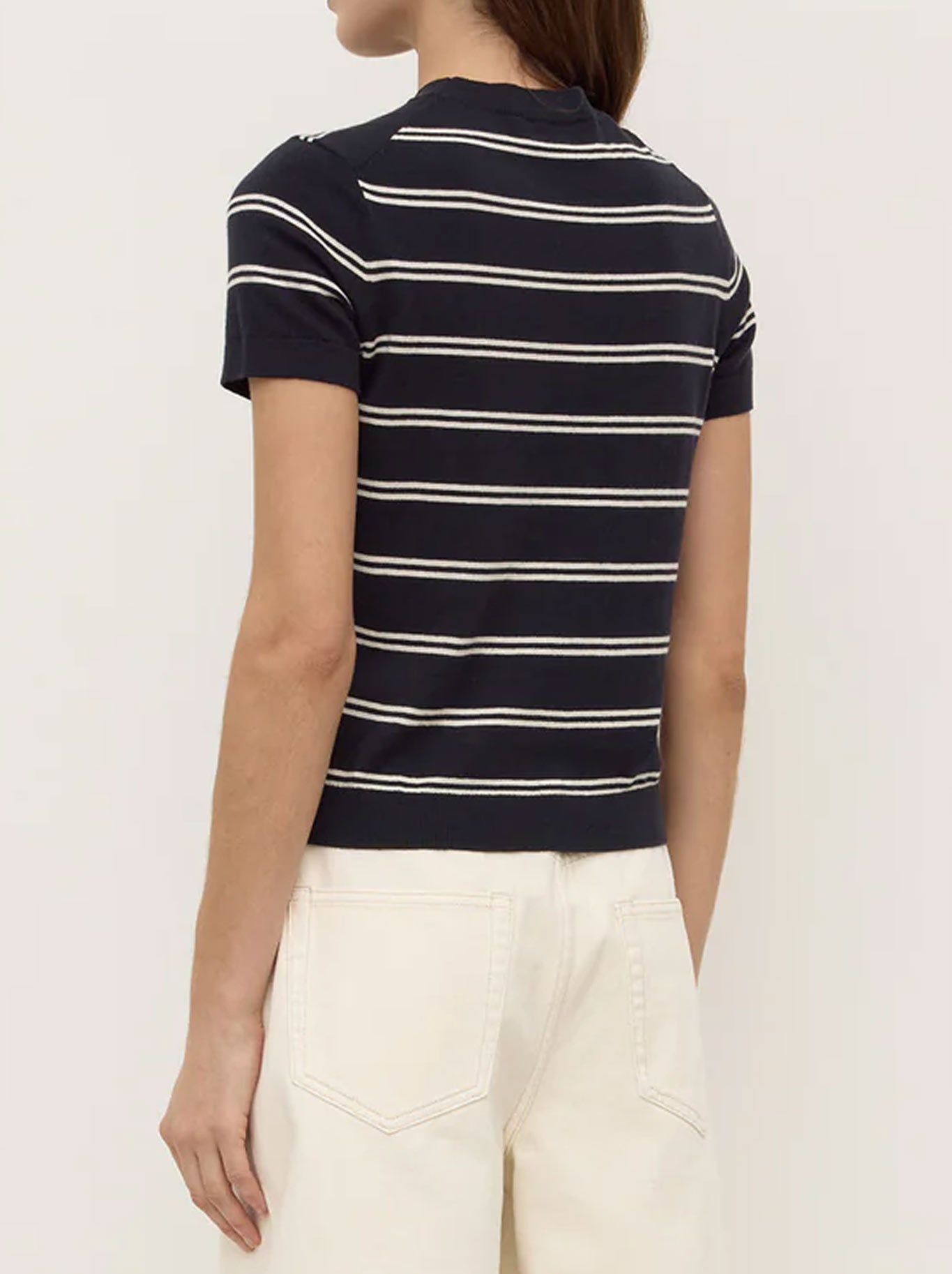 ASSEMBLY LABEL ALLISON STRIPE COTTON CASHMERE TEE (Navy/Cream)