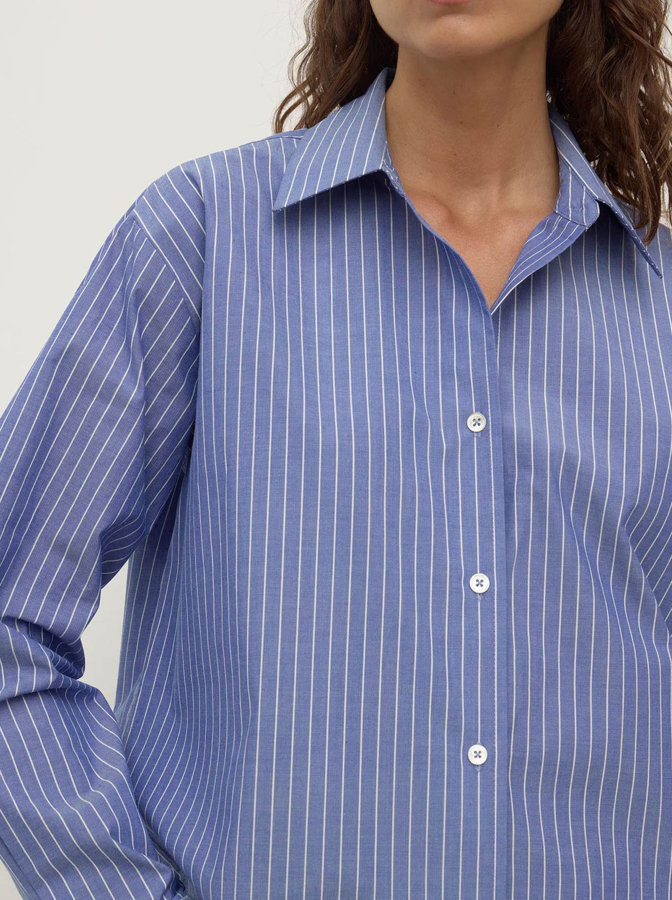 ASSEMBLY LABEL ANAIS STRIPE LONG SLEEVE SHIRT (Blue White Stripe)