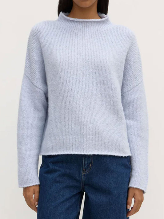 Image of a model wearing Tops. Productname: ASSEMBLY LABEL APOLLINE KNIT in Cloud colour by brand - Assembly Label