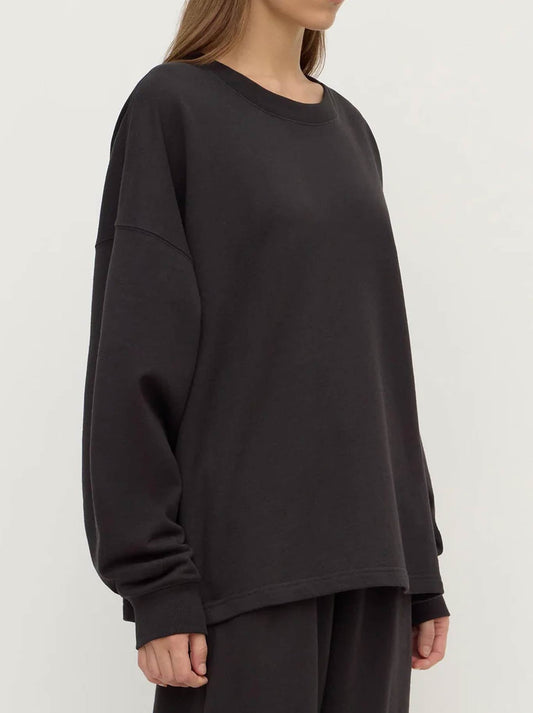 ASSEMBLY LABEL BRUSHED COTTON LOUNGE SWEATER (Black)