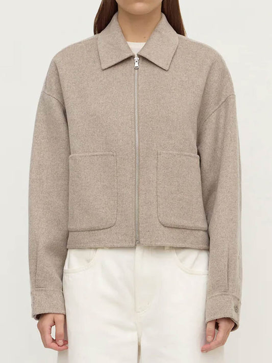 Image of Coats & Jackets. Product name - ASSEMBLY LABEL DALLAS WOOL JACKET in Pebble colour by brand - Assembly Label