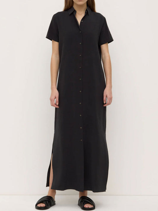 ASSEMBLY LABEL HEATHER SILK BLEND SHIRT DRESS (Black)