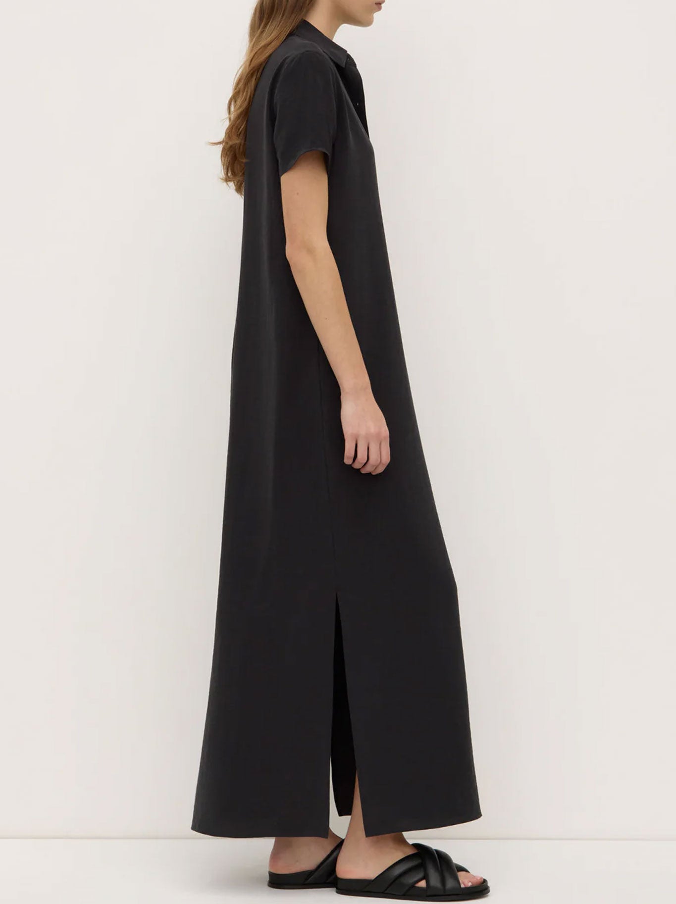 ASSEMBLY LABEL HEATHER SILK BLEND SHIRT DRESS (Black)