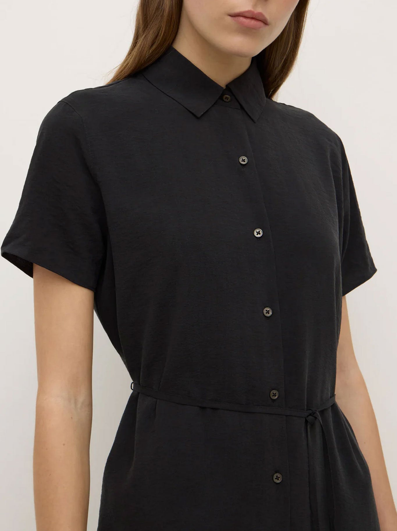 ASSEMBLY LABEL HEATHER SILK BLEND SHIRT DRESS (Black)