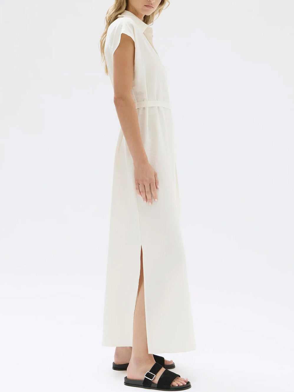ASSEMBLY LABEL HEATHER MAXI SHIRT DRESS (Cream)
