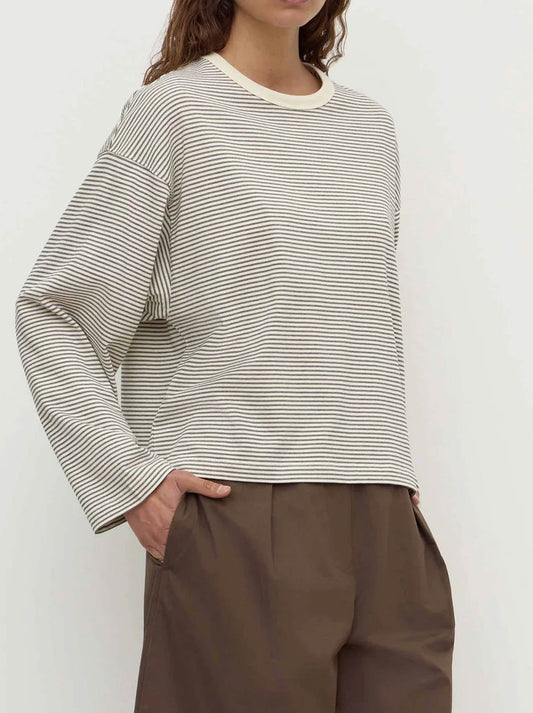 ASSEMBLY LABEL MALONE CROPPED STRIPE TEE (Black/Cream)