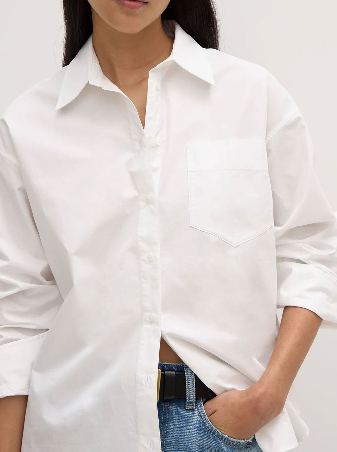 ASSEMBLY LABEL MOLLY POPLIN LONG SLEEVE SHIRT (White)