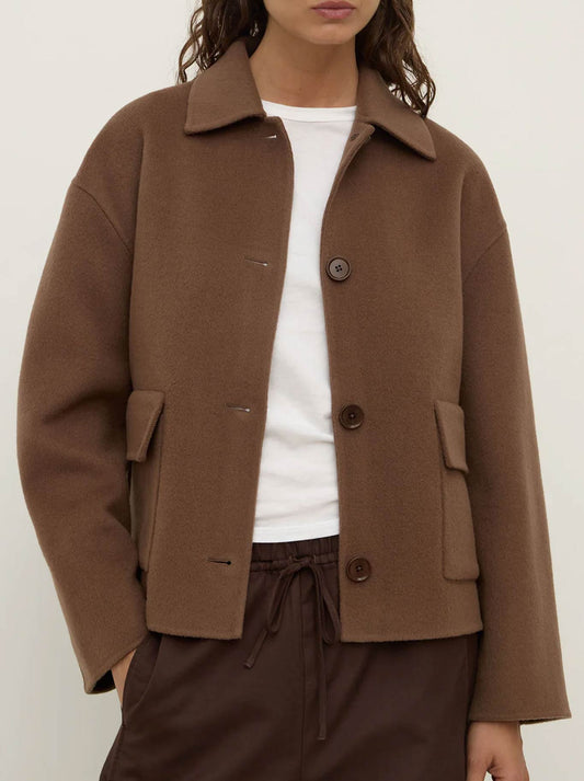 Image of Coats & Jackets. Productname: ASSEMBLY LABEL MYA WOOL JACKET in Milk Choc colour by brand - Assembly Label
