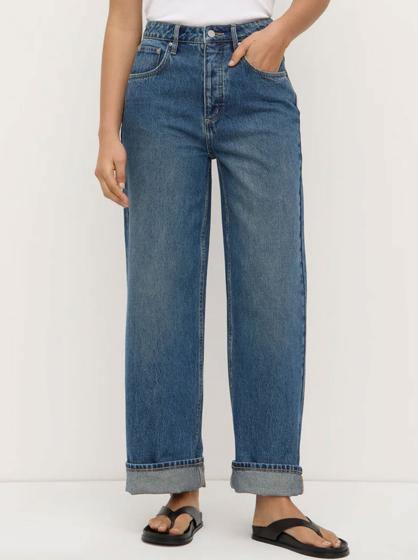 Image of Jeans. Productname: ASSEMBLY LABEL OVERSIZED HIGH RISE JEAN in Dark Indigo colour by brand - Assembly Label