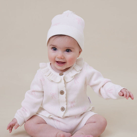 Coconut Bow Knit Beanie