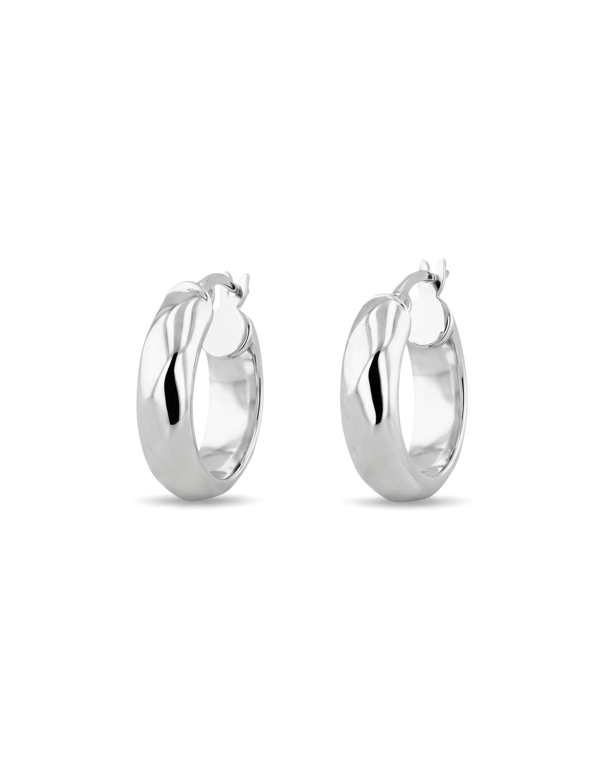 Image of Earrings. Product name - Aura Silver Hoop Earrings in colour by brand - LAVANA