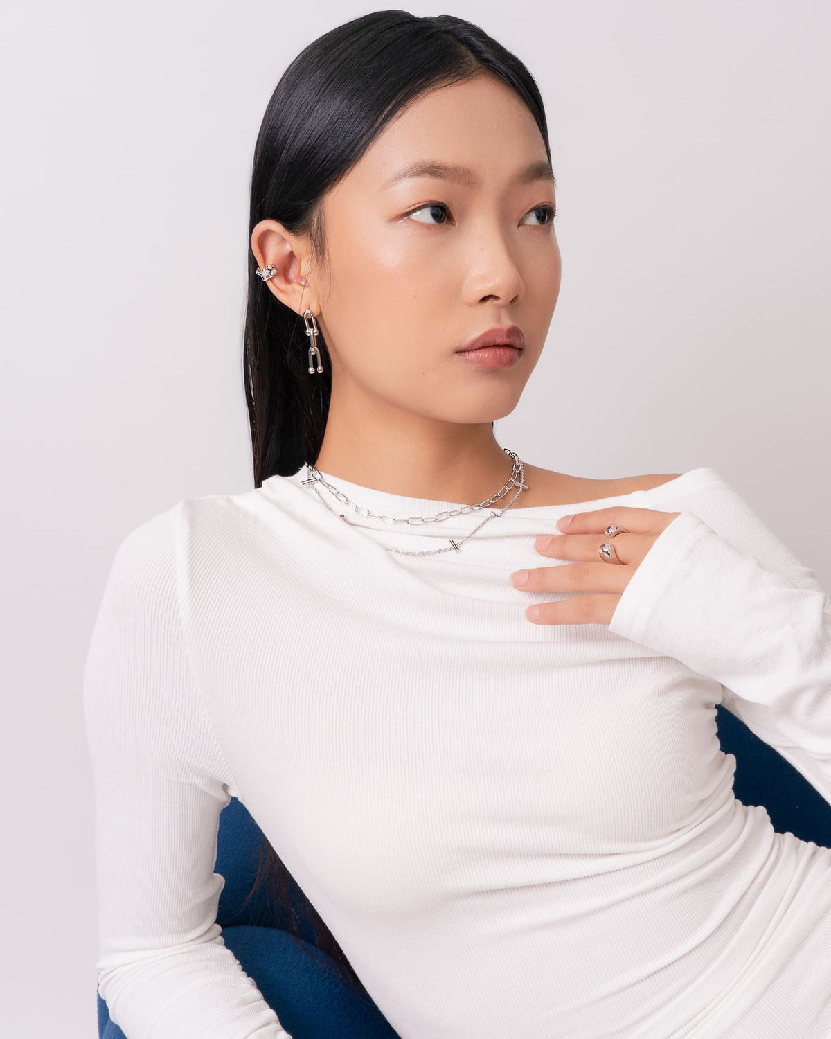 LAVANA Aurora Silver Diamond Ear Cuff