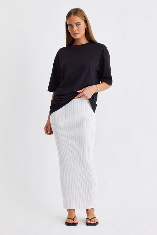 SNDYS BAHA RIBBED SKIRT (White)