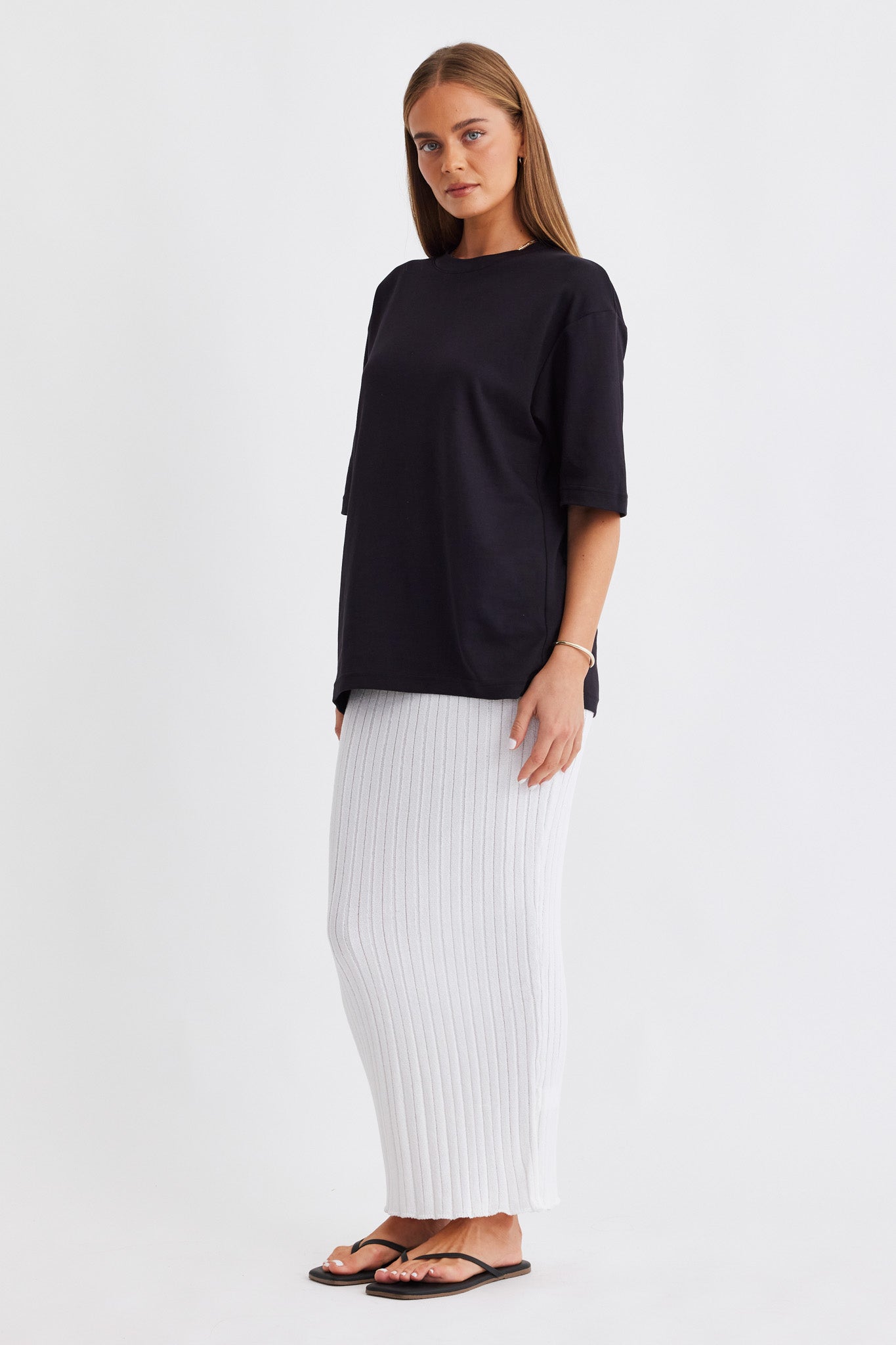 SNDYS BAHA RIBBED SKIRT (White)