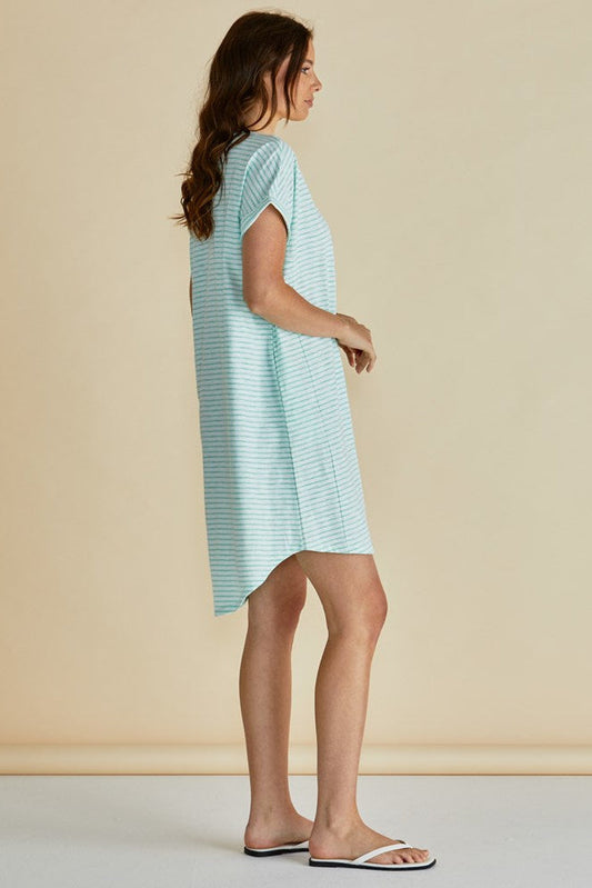Betty Basics Maxine T-Shirt Dress (Green Stripe)